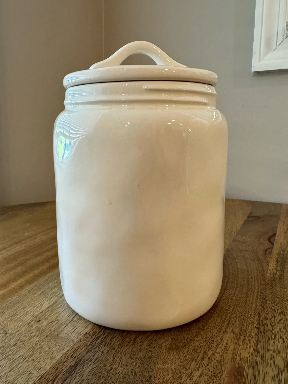 RAE DUNN | Magenta TEA Canister w/ Lid Vintage Artisan Collection White Ceramic